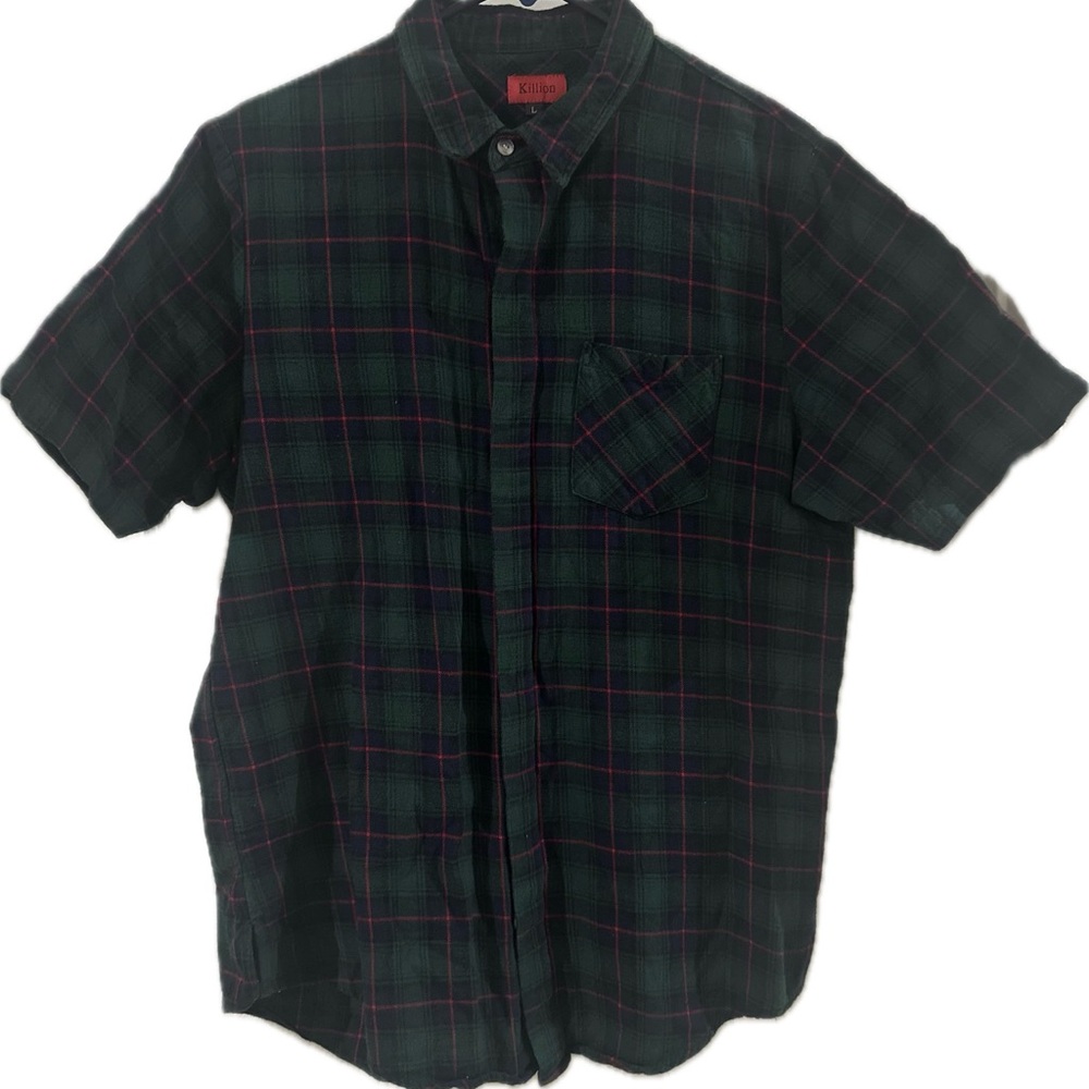 Killon Green and Red Casual Button Down Shirt